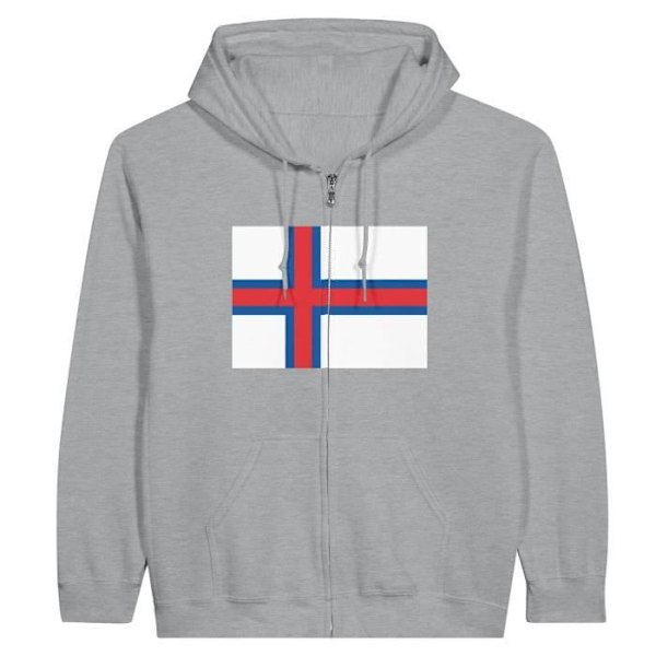 Færøernes Flag Hættetrøje med lynlås i grå Grå jag