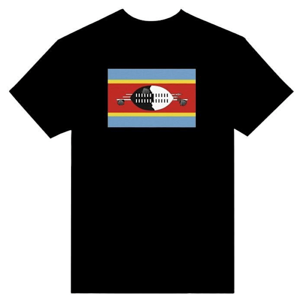 Eswatini Flag T-shirt i sort farve Svart S