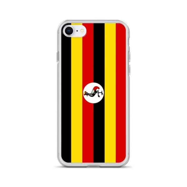 Coque - PIXELFORMA - iPhone 8 - Uganda Flag - Fuldt beskyttelse - Blødt silikone Svart