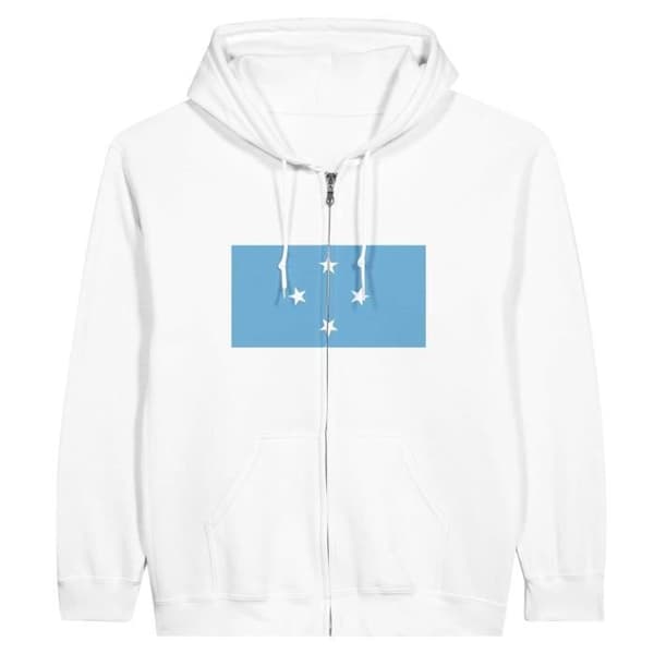 Huvtröja - PIXELFORMA - Mikronesienflagga - Polyester-Bomull - Vit - Långa ärmar Vit jag