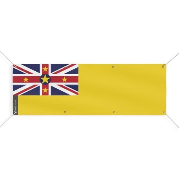 Niue Flag Banner 8 silmukkaa 60x180 cm