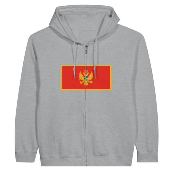 Hættetrøje - PIXELFORMA - Montenegros flag - Grå - Lange ærmer - Hætte Grå XXL