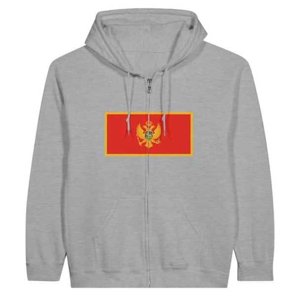 Montenegro Flag Hættetrøje med lynlås i grå Grå XXXL