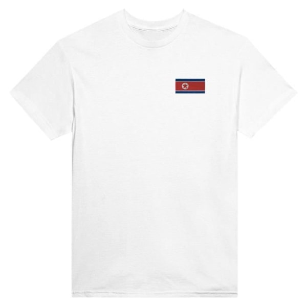 Nordkorea Flag Broderi T-shirt i hvid Vit M