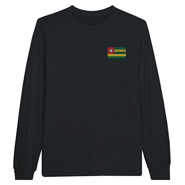 Langærmet t-shirt Togo flagbroderi i sort Svart S