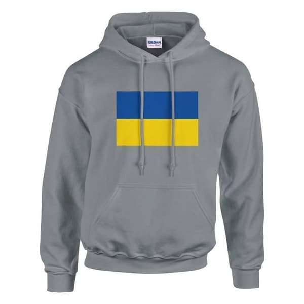 Huvtröja - PIXELFORMA - Ukrainas flagga - Grå - Bomull/Polyester - Ekologisk Grå XXL