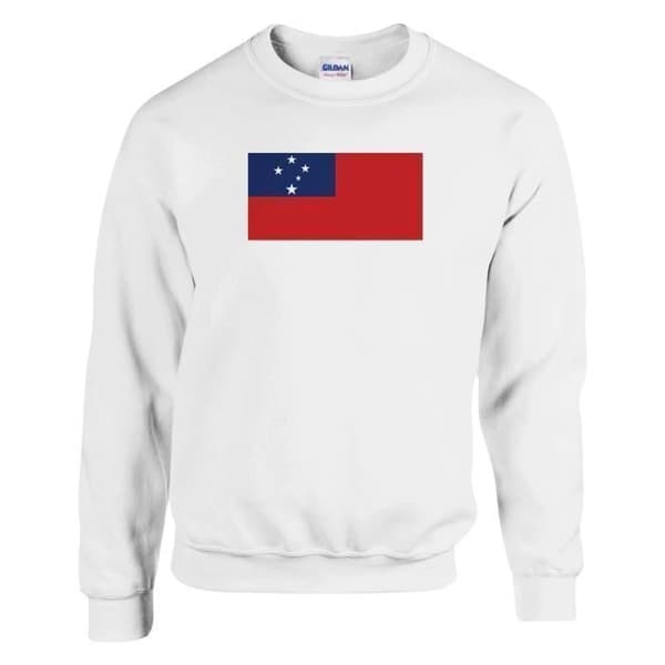 Sweatshirt - PIXELFORMA - Samoa Flag - Långärmad - Klassisk krage - Unisex Vit M