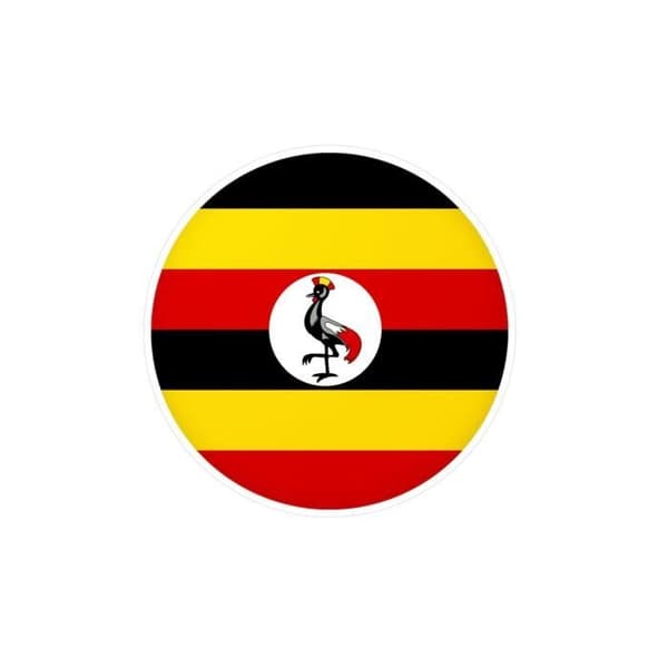 Pyöreä tarra Ugandan lippu 10 cm 1000 kappaletta