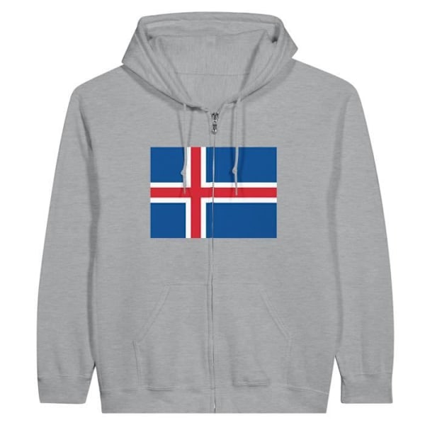 Iceland Flag vetoketjuhuppari harmaa Grå XL