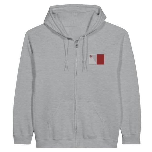 Hættetrøje - Malta flag - Grå - 50% bomuld - 35% polyester - Lange ærmer Grå jag