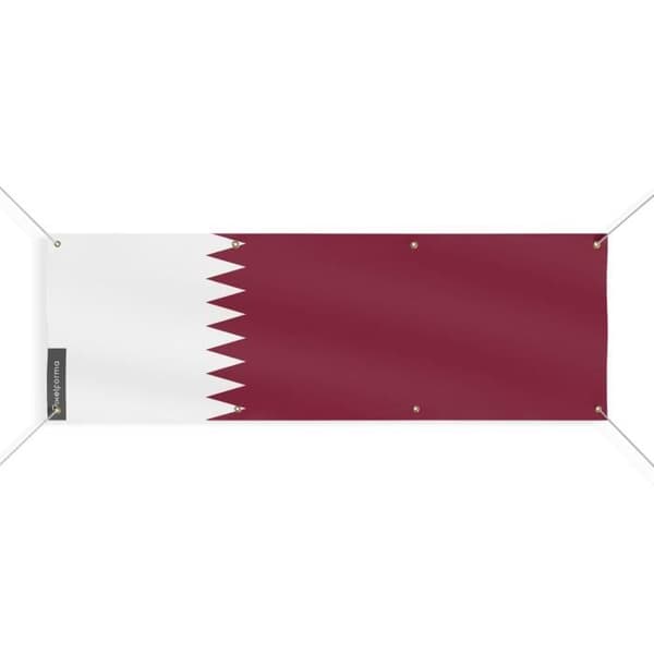 Qatarin lippubanneri 8 silmukkaa 110x330 cm