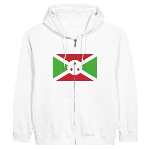 Valkoinen Burundi Flag vetoketjuhuppari Vit jag