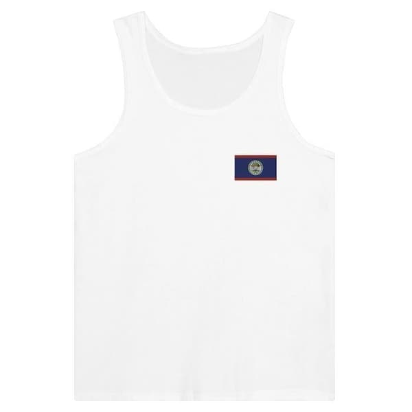 Belize Flag Embroidery Linne i Vit Vit jag