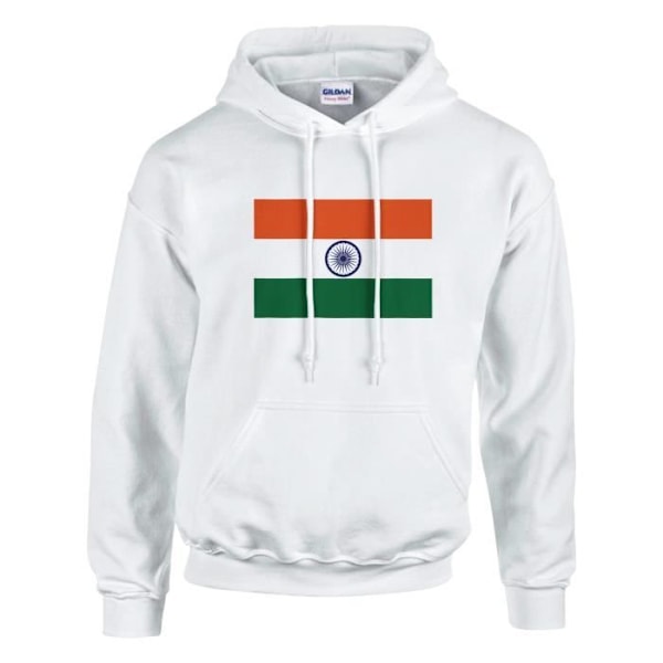 India Flag Hoodie i vitt Vit S