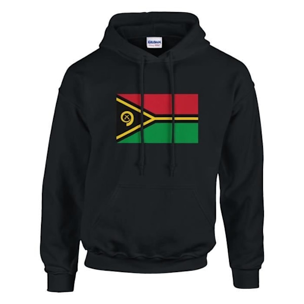 Vanuatu Flag Hoodie i Svart Svart XL