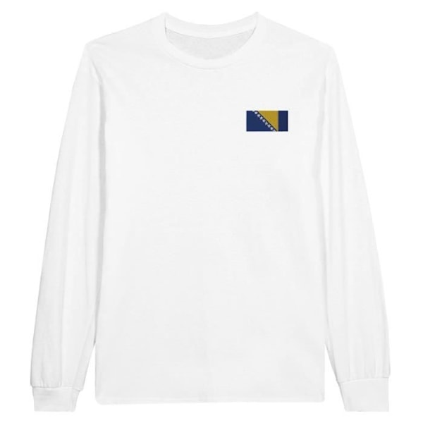 Bosnien-Hercegovina Flag Broderi Langærmet T-shirt i hvid Vit S