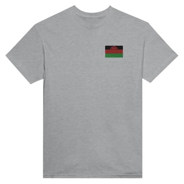 Malawi Flag Broderi T-Shirt i Grå Grå jag