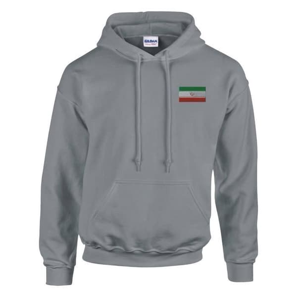Sweatshirt med hætte - PIXELFORMA - Irans flag - Grå - Lange ærmer - Hættekrave Grå XL