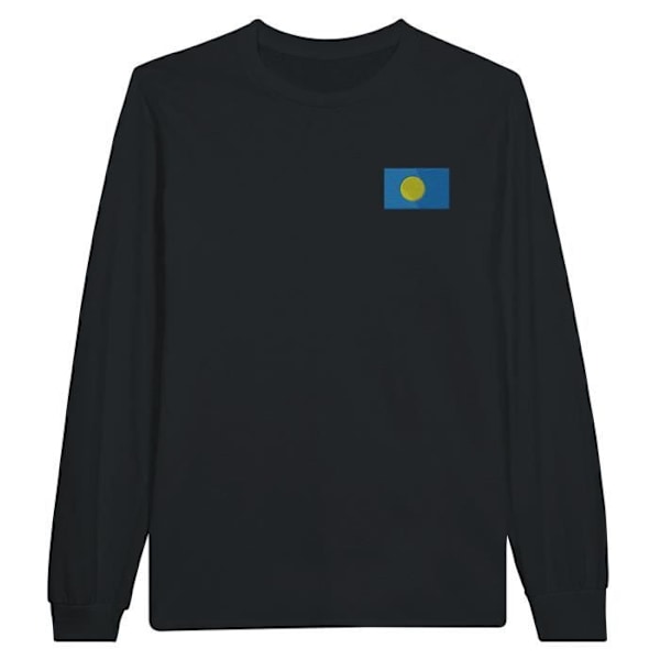 Palau Flag Embroidery pitkähihainen musta T-paita Svart S