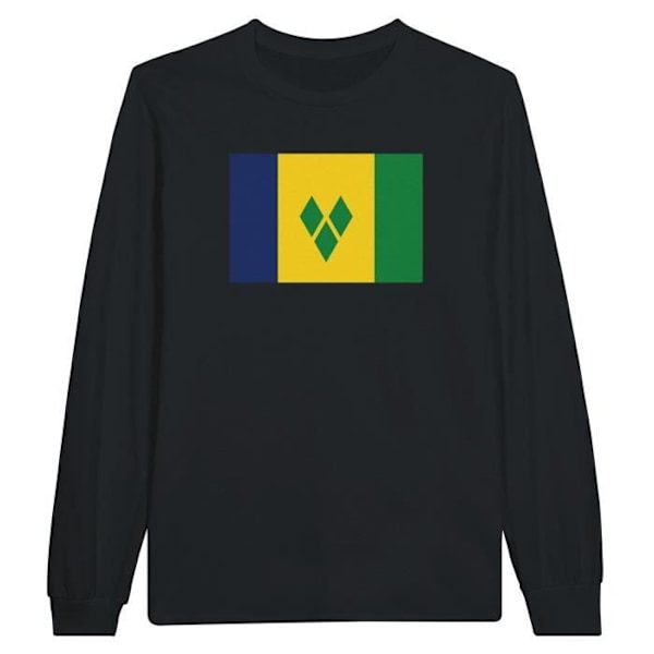 Saint Vincent og Grenadinerne Flag Langærmet T-shirt i sort Svart M