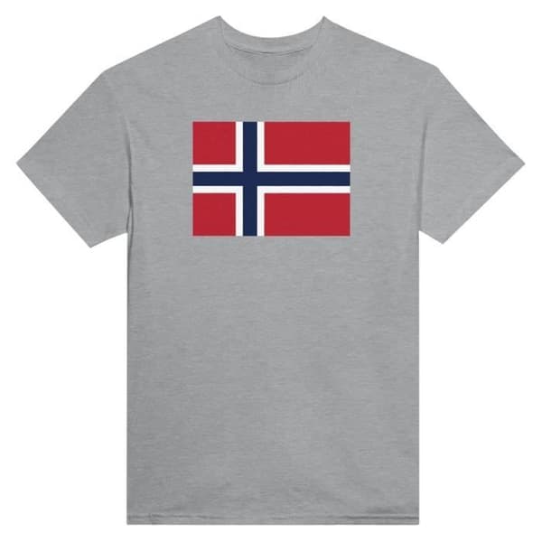 T-shirt - PIXELFORMA - Norges Flag - 100% bomuld - Klassisk pasform - Korte ærmer Grå S