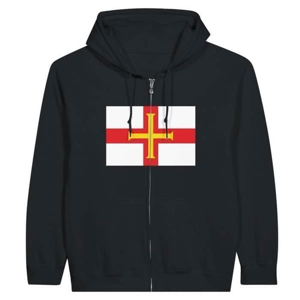 PIXELFORMA Hættetrøje med lynlås - Guernsey Flag - Sort Svart jag