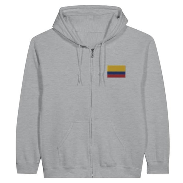 Hoodie med dragkedja Colombia flaggabroderi i grått Grå jag