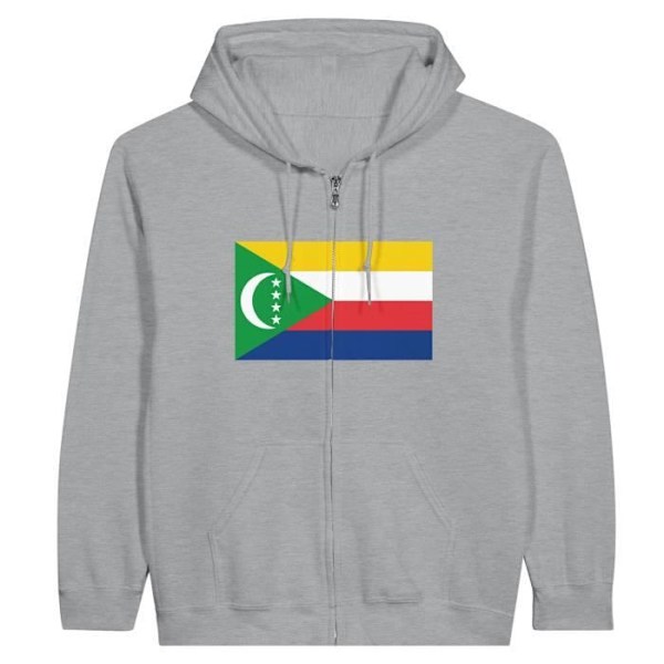 Comoros Flag Hoodie med dragkedja i grått Grå XL