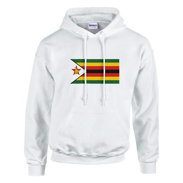 Zimbabwe Flag Hoodie i vit Vit XL