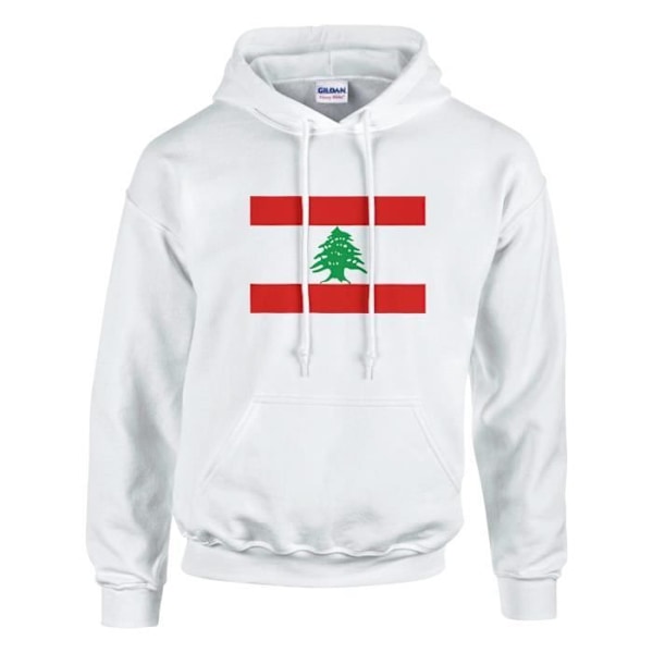 Libanon Flag Hoodie i Vit Vit XXXXL