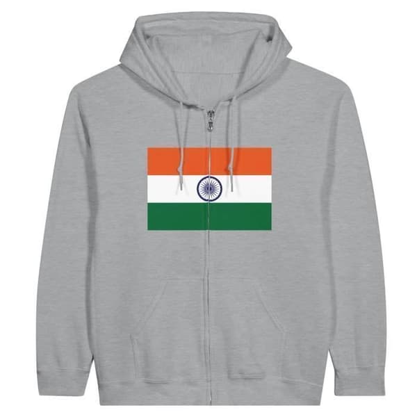 Hættebluse - PIXELFORMA - Indiens flag - Grå - Lange ærmer - Unisex Grå M
