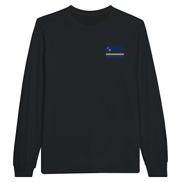 Curaçao Flag Broderi Langærmet T-Shirt i Sort Svart S