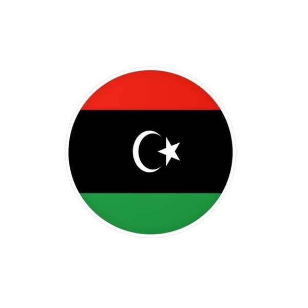 Pyöreä tarra Libyan lippu 10 cm 1000 kappaletta