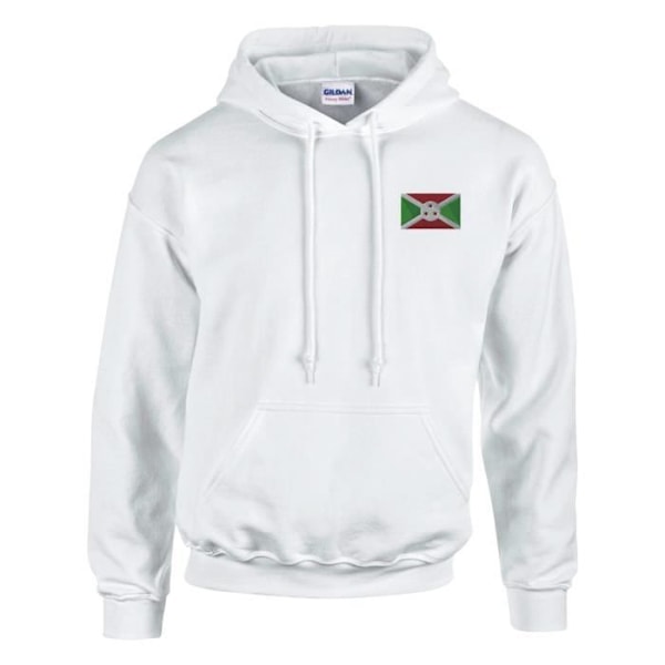 Broderad Burundi Flag Hoodie i Vit Vit XL