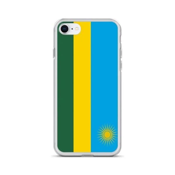 Coque til iPhone - PIXELFORMA - iPhone 7 - Rwanda flag - Blødt silicone - Let design Röd, gul, grön