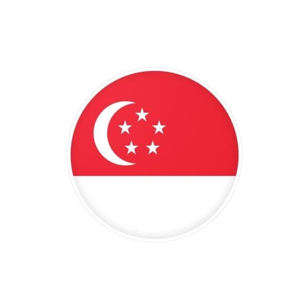Pyöreä tarra Singaporen lippu 10 cm 1000 kappaletta