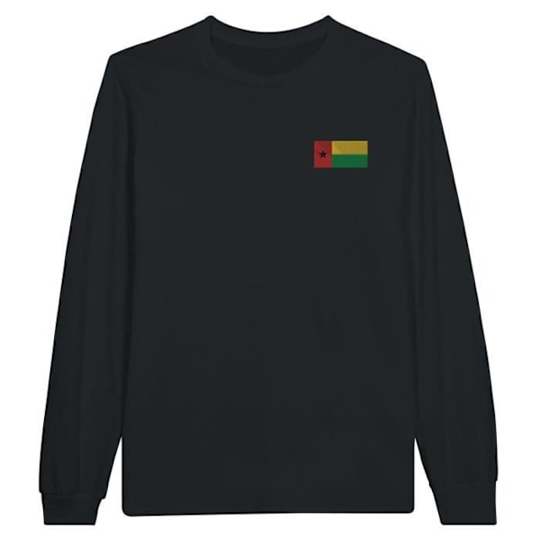 Guinea-Bissau Flag Broderi Langærmet T-Shirt i Sort Svart jag