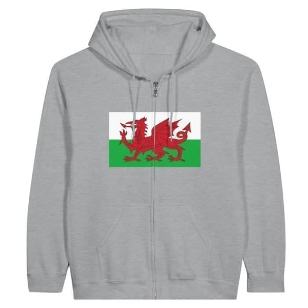 Hætte sweatshirt - Ubestemt - Wales flag - Grå - Polyester/Bomuld - Lange ærmer Grå M