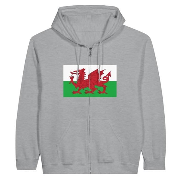 Wales Flag vetoketjullinen huppari harmaa Grå jag