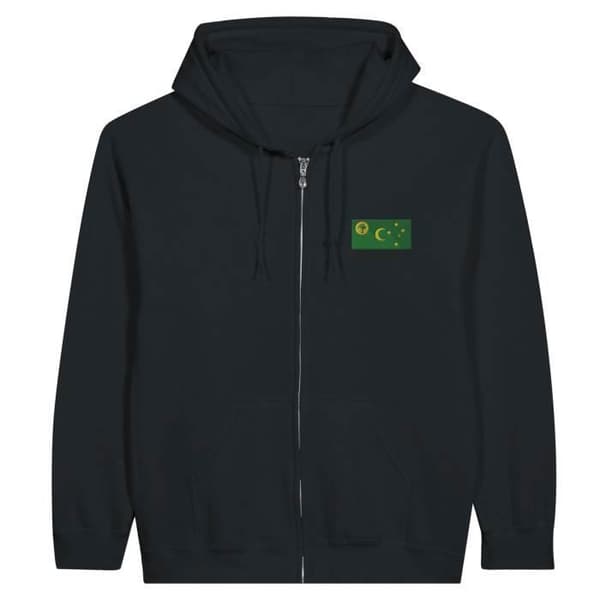 Hættebluse - PIXELFORMA - Cocos-øernes flag - Sort - Lynlås - Optimal komfort Svart S