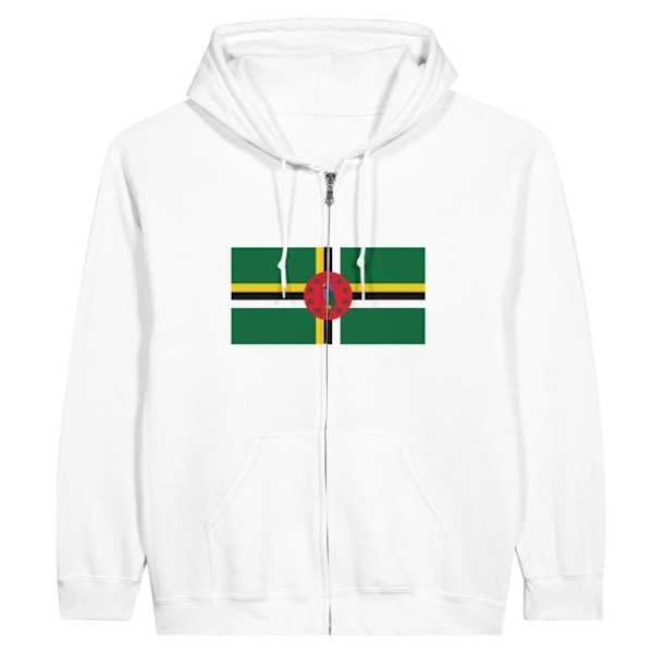 Dominica Flag Zip Hoodie i Vit Vit XL