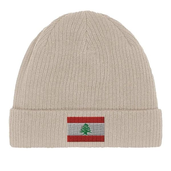 Huvudbonad Flagga Libanon i Beige Beige