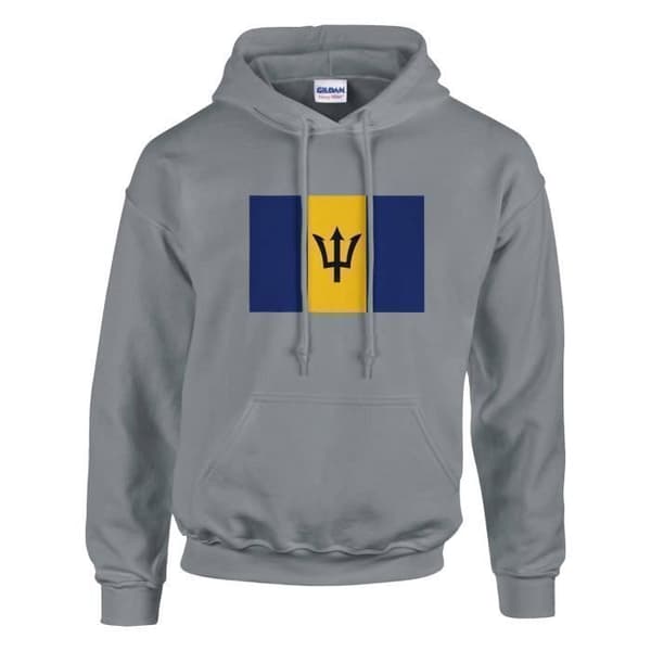 Hettetrøye - PIXELFORMA - Barbados flagg - Grå - Lange ermer - Hettekolle Grå XXXXL