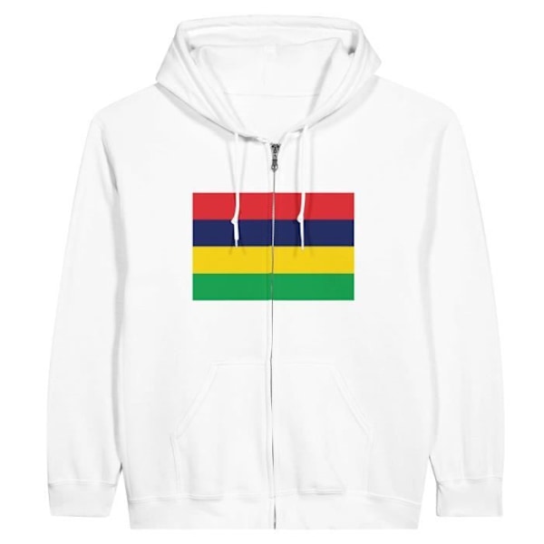 Mauritius Flag vetoketjullinen huppari valkoinen Vit XL