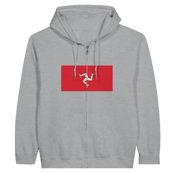 Huvtröja - PIXELFORMA - Manx flagga - Grå - Polyester-Bomull - Dragkedja Grå XL
