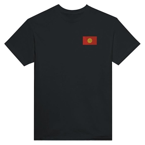 Kyrgyzstan Flag Broderi T-Shirt i Sort Svart XXL