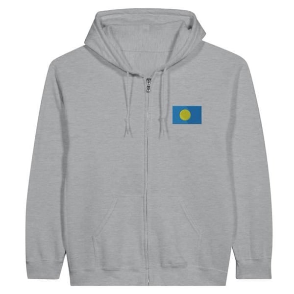 Palau Flag Embroidery vetoketjuhuppari harmaa Grå XXXL