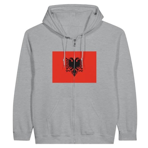 Albanien flagga Hoodie med dragkedja i grått Grå XL