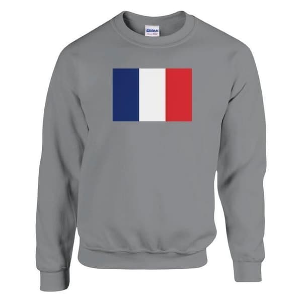 Sweatshirt - PIXELFORMA - Frankrigs Flag - Grå - Lange ærmer - Unisex Grå jag