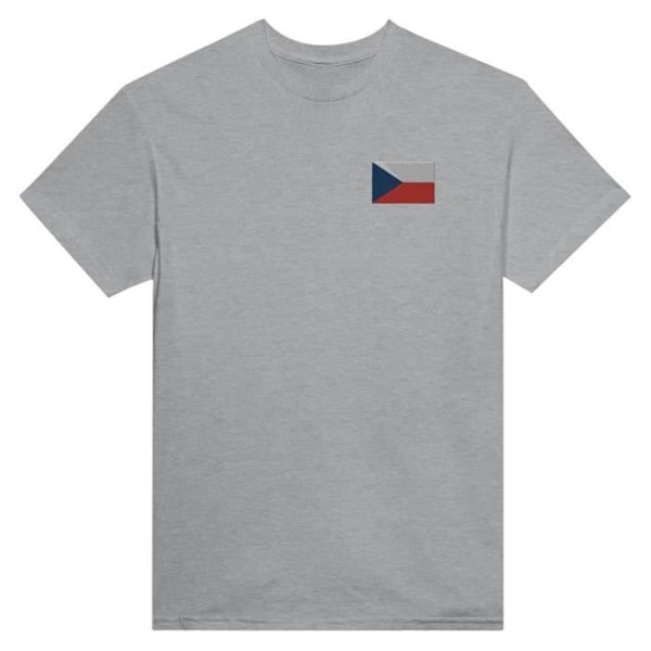 T-shirt med broderi med tjekkisk flag i grå Grå S